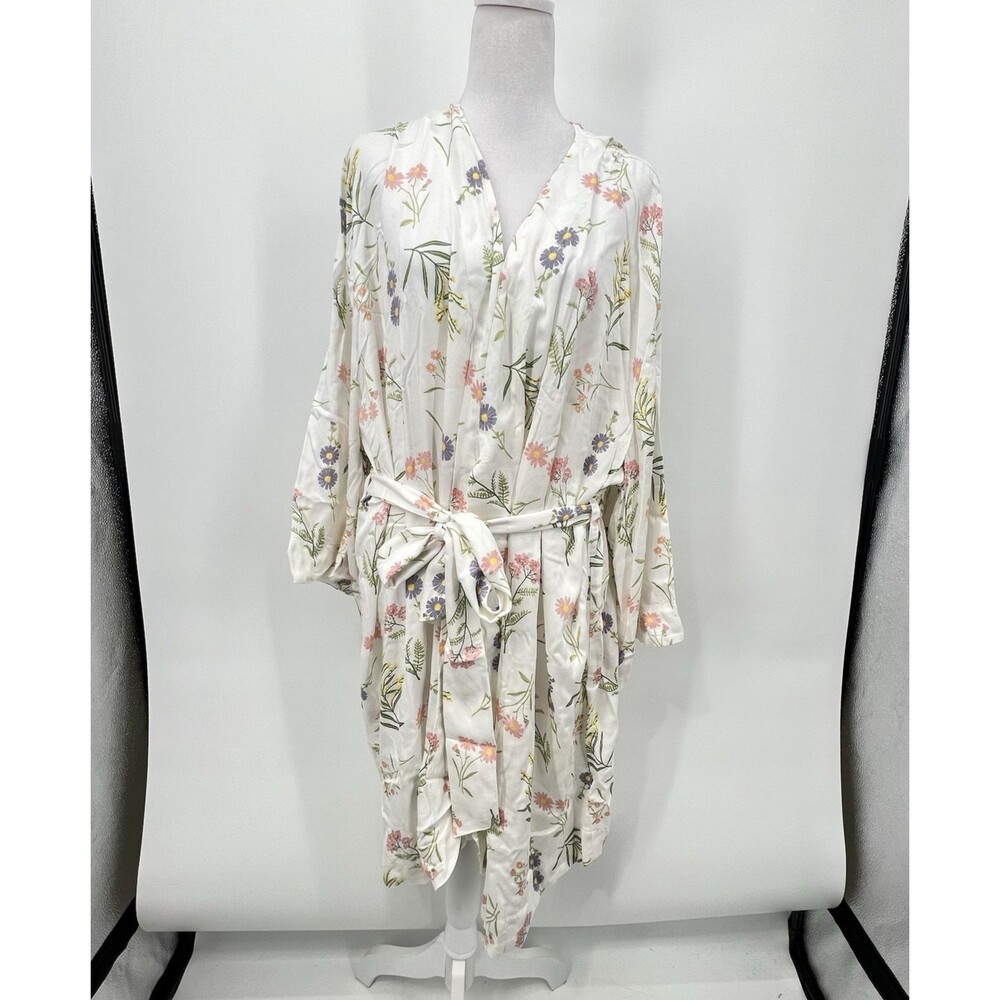 Piyama Womens Short Kimono Robe Sz XXL Wild Flower Bloomcore Spring Romantic